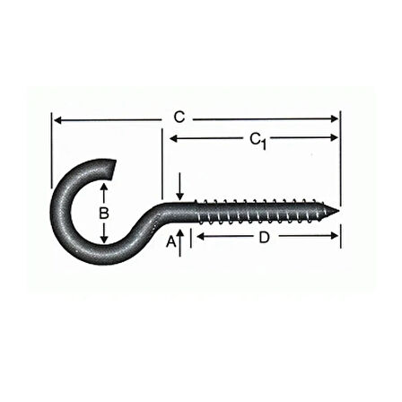 Açık Piton, Kanca, Çengel 20x80 - 144 Adet