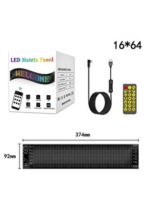 Rp937 Led Matrix Panel 16x64cm Telefon Kontrollü Kayar Led Animasyon Aydınlatma