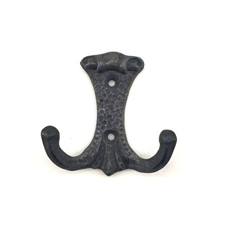 Antika Tarz Dekoratif Pirinç Anıt Çiftli Vestiyer Askı - 85x72 Mm, Oksit