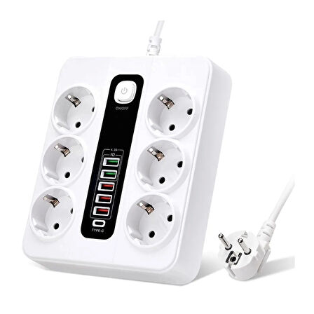 Hp-h04 3000w 10amper 6’lı 2metre Uzatma Kablolu Çoklu Termal Akım Priz