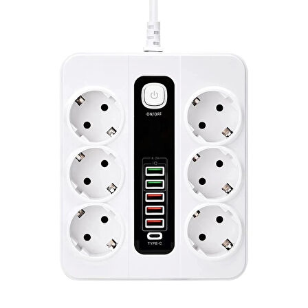 Hp-h04 3000w 10amper 6’lı 2metre Uzatma Kablolu Çoklu Termal Akım Priz