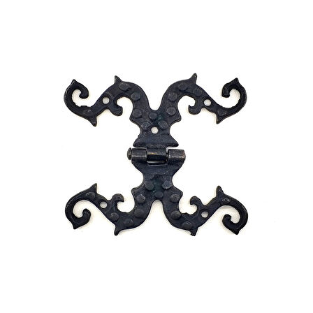 Antika Tarz Dekoratif Pirinç Süslü Menteşe - 100x90 Mm, Oksit