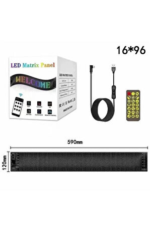 Rp1259 Led Matrix Panel 16x96cm Telefon Kontrollü Kayar Led Animasyon Aydınlatma