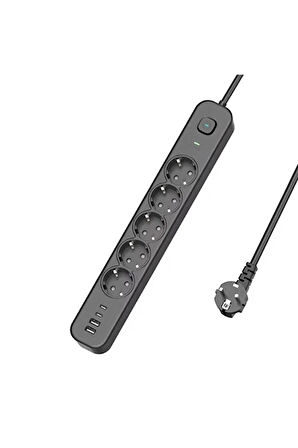 5 Prizli Akım Korumalı Uzatma Kablosu | 2xusb-a + 2xusb-c | 3680w - 2m Kablo