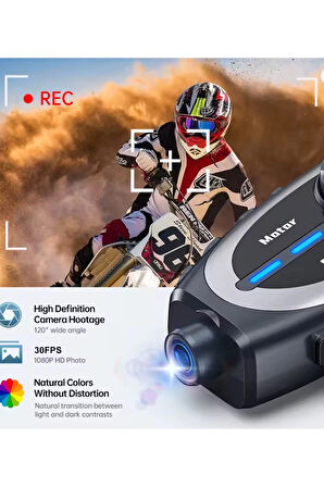 Q29 Motosiklet Kask Bluetooth Kulaklık Eşleşmeli 1080p Kamera Geniş Açı Su Geçirmez Intercom
