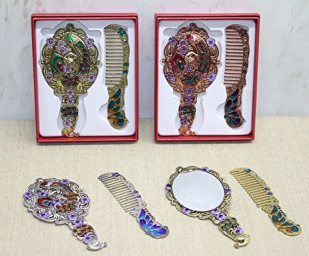 Tavuskuşu Ayna Ve Tarak Seti Küçük Boy Alk4988