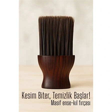 Berber Ense Fırçası Saç Temizleme Fırçası - Berber Temizlik Fırçası Masif Ahşap