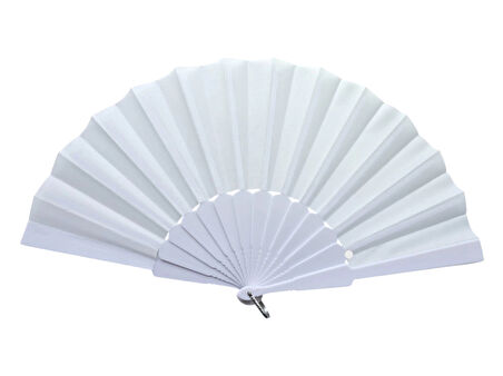 Plastik Düz Kumaş Yelpaze 12'li Beyaz