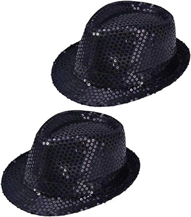 Çocuk Boy Siyah Payetli Şapka Gösteri Şapkası Michael Jackson Şapkası 54 No