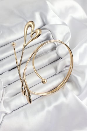 Pirinç Kalp Model Gold Renk Kadın Pazu Bileklik