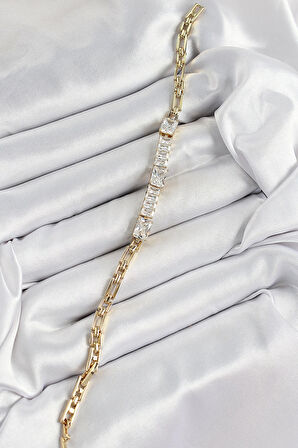 Xuping Pirinç Parçalı Su Yolu Model Gold Renk Kadın Bileklik