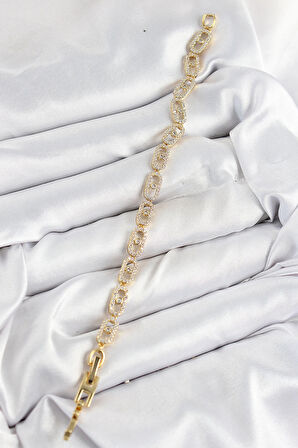 Pirinç Zirkon Taşlı Messika Model Gold Renk VIP Seri Kadın Bileklik