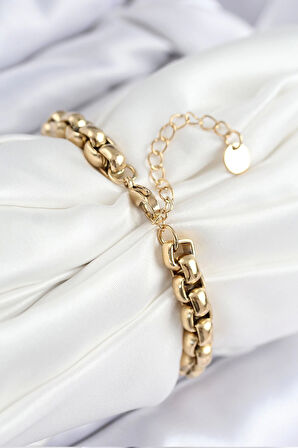 316L Çelik Halat Zincir Model Gold Renk Kadın Bileklik