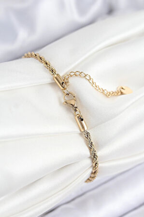 316L Çelik Nazar Boncuğu Detaylı Yaşam Çiçeği Model Gold Renk Kadın Bileklik