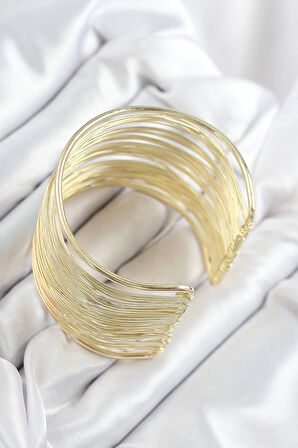 Pirinç Tel Sarma Model Gold Renk Kadın Bileklilk