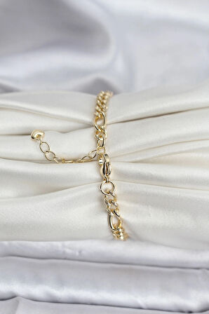 14K Gold Renk Kaplama Lazerli Zincir Model CM Kadın Bileklik