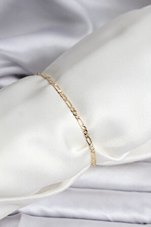 14K Gold Renk Kaplama Minimal Zincir Model CM Kadın Bileklik