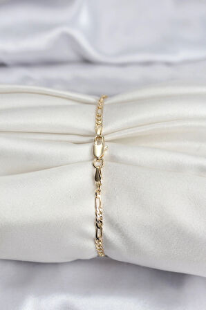 14K Gold Renk Kaplama Minimal Zincir Model CM Kadın Bileklik
