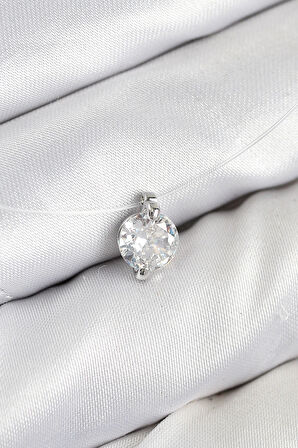 Misineli Zirkon Taşlı Model Gümüş Renk Hayalet Kolye