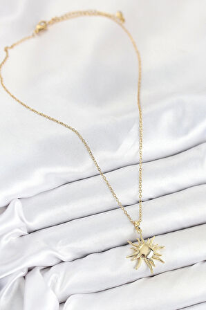 316L Çelik Güneş Model Gold Renk Kadın Kolye