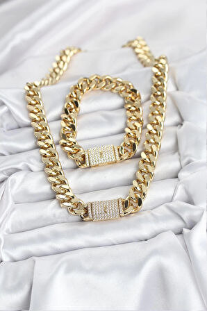 Xuping Gurmet Gold Renk Kolye ve Bileklik Seti