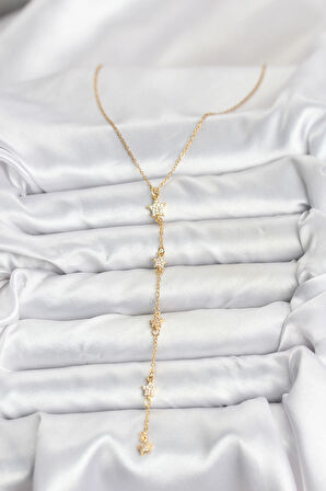 316L Çelik Zincir Gold Renkli Yıldız Model Kadın Y Kolye