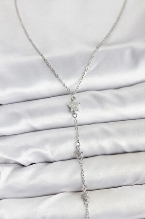 316L Çelik Zincir Gümüş Renkli Yıldız Model Kadın Y Kolye