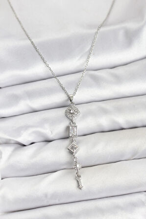 316L Çelik Zincir Gümüş Renk Kutup Yıldızı Enerji Model Kadın Y Kolye