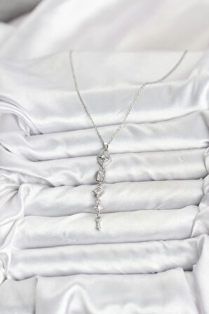 316L Çelik Zincir Gümüş Renk Kutup Yıldızı Enerji Model Kadın Y Kolye