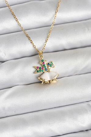 316L Çelik Zincir Gold Renk Chirtsmas Bell Model Yılbaşı Temalı Kadın Kolye