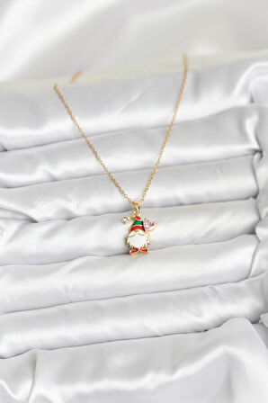 316L Çelik Zincir Gold Renk Yılbaşı Teması Kadın Kolye