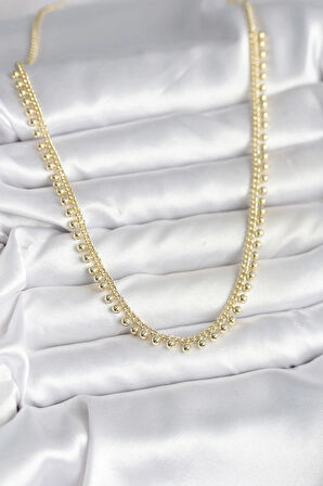 Pirinç Gold Renk Sıralı Topçuk Model Kadın Kolye