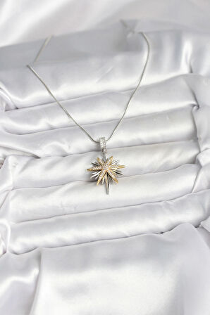 316L Çelik Zincir Gümüş Renk Kutup Yıldızı Model Kadın Kolye