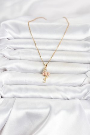 316L Çelik Zincir Gold Renk Flamingo Model Kadın Kolye