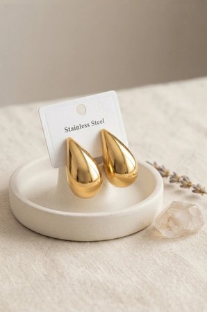 316L Çelik Gold Renk Damla Model Küpe
