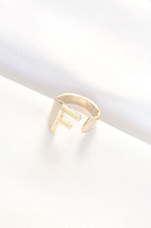 F Harfli Altın Renk Ayarlanabilir Yüzük