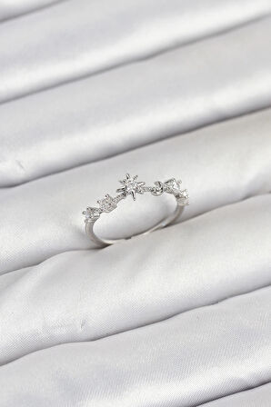 Pirinç Gümüş Renk Manifest Kadın Yüzük