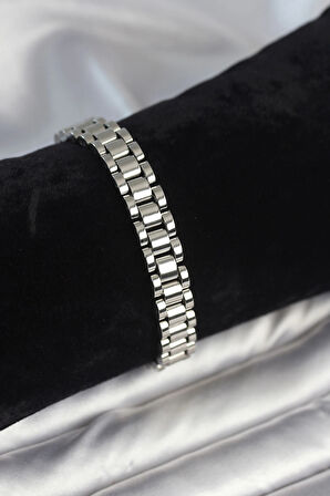 316L Çelik Gümüş Renk 9 mm Kalınlık Erkek Bileklik