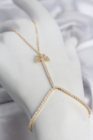 Gold Renk Pirinç Zirkon Taşlı Kelebek Model Şahmeran