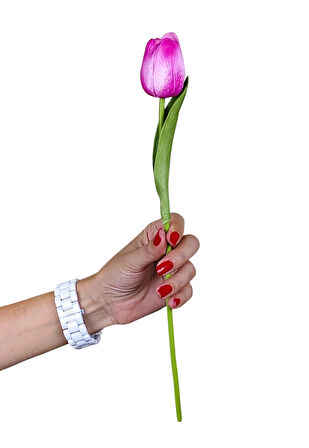 Tekli Yapay Islak Lale Fuşya