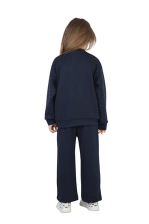 Kız Çocuk Taşlı Pijama Takımı Rahat Kalıp Günlük-Casual Takım İkili Takım — Laciver
