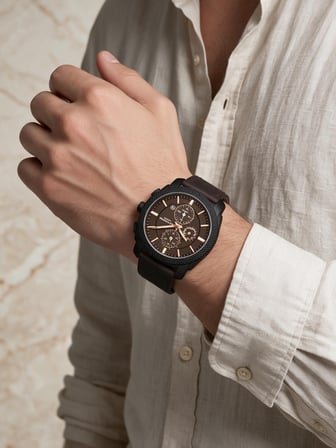 Lee Cooper Kahverengi Deri Kayış Kahverengi Kadran 42 mm Yuvarlak Erkek Kol Saati, Bileklik Hediyeli