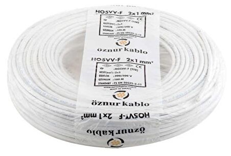 Öznur 10 Metre 2 x 1 TTR Çok Telli %100 Bakır Kablo