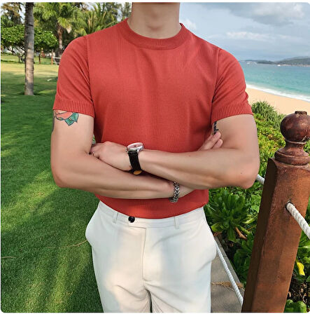 Bisiklet Yaka Triko T-Shirt