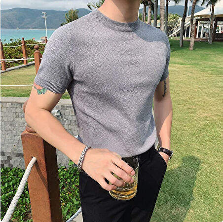 Bisiklet Yaka Triko T-Shirt