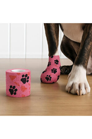 Pati Bandajı Ayakkabı | Köpek ve Kedi İçin Tüy Dostu Su Geçirmez Kendinden Yapışan Bandaj PEMBE 