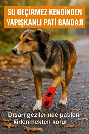 Pati Bandajı Ayakkabı | Köpek ve Kedi İçin Tüy Dostu Su Geçirmez Kendinden Yapışan Bandaj PEMBE 