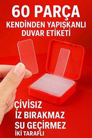 60 Parça Kendinden Yapışkanlı Duvar Etiketi - Çivisiz, İz Bırakmaz, Su Geçirmez, İki Taraflı