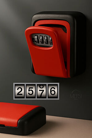 Kırmızı Şifreli Güvenlik Kasası | Anahtar ve Eşya Saklama Kutusu Dış Mekan Dayanıklı