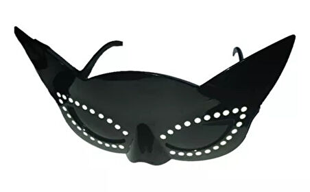 Siyah Renk Siyah Camlı Kedi Şekilli Parti Gözlüğü